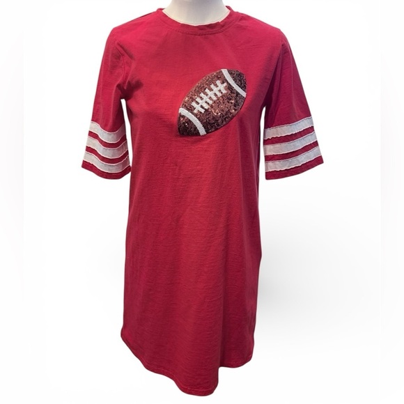 She + Sky Dresses & Skirts - Crimson Game Day Football Tee Dress